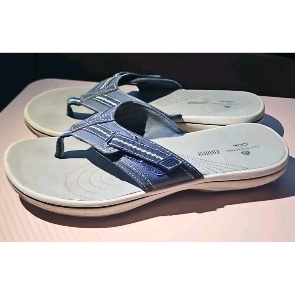 Clarks Cloudstepper Thong Sandals Blue Brinkley Keely Women's Sz 6 Flip Flop#419